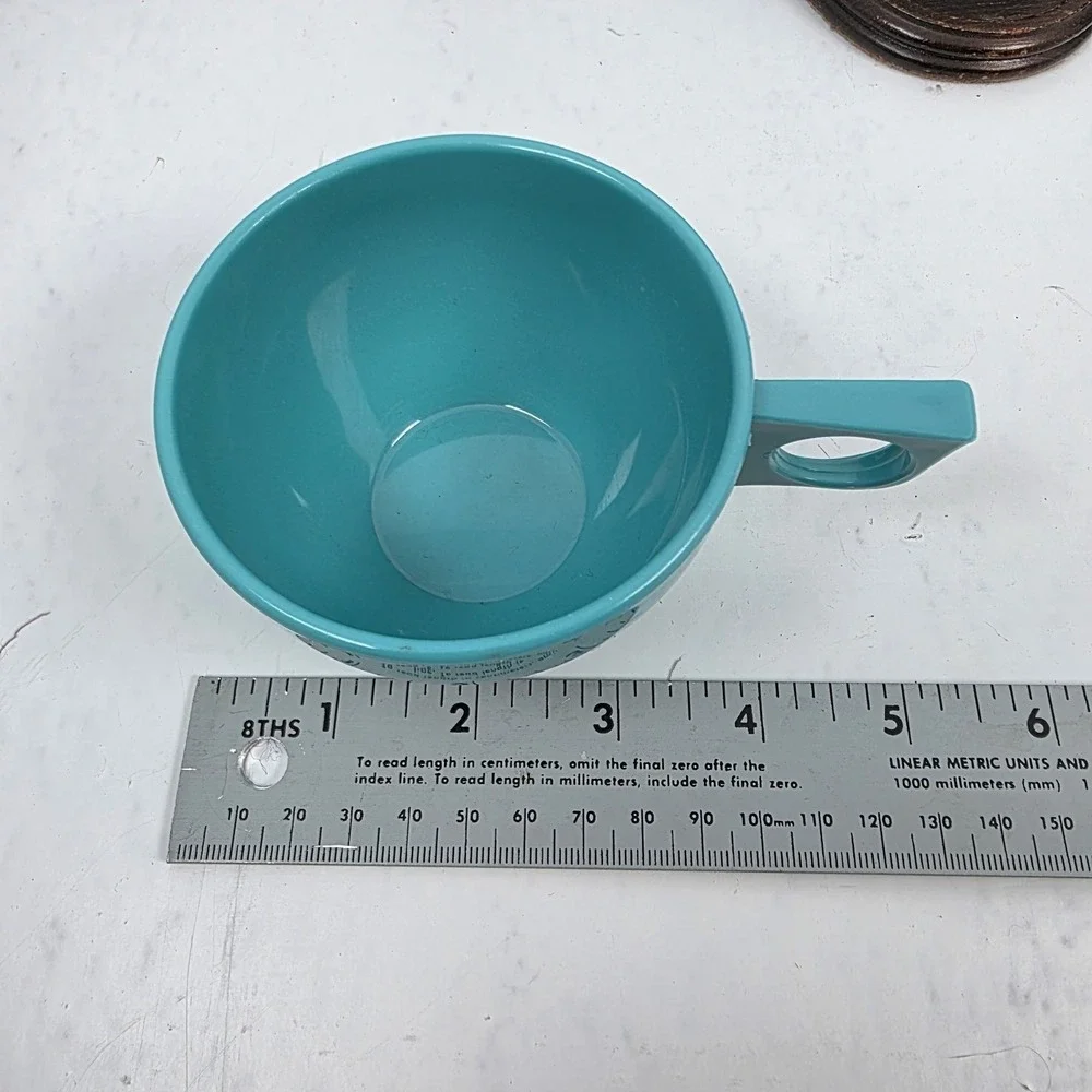 Vtg MCM‎ Spaulding Ware Turquoise Blue Melamine Cups & Saucers Lot of 5 Set